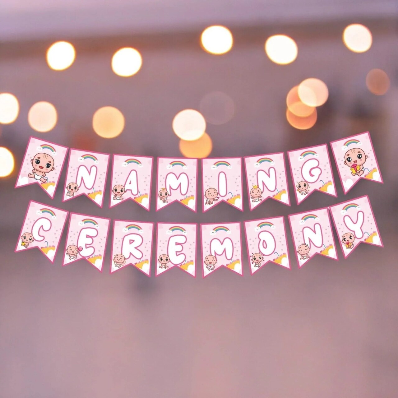 Baby Naming Ceremony Banner Baby Shower Decoration - Sign for Backdrop Decor Party Supplies & Decorations Favors Naming Ceremony for Girls Boys